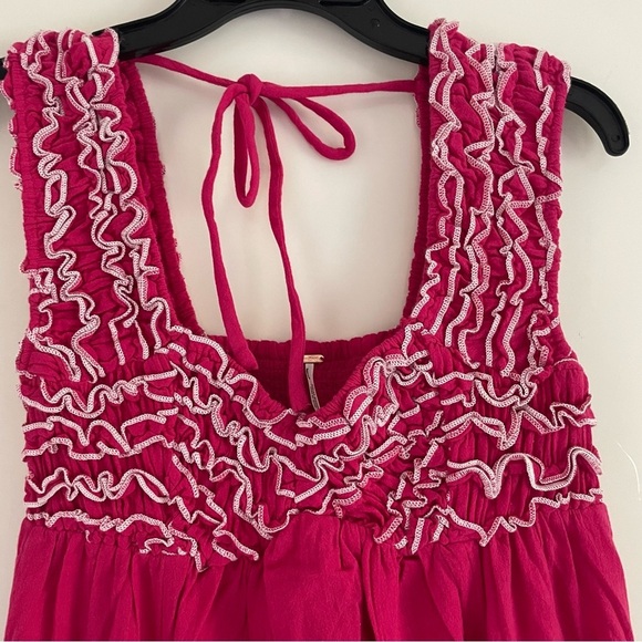 New! Free People Feel The Frill Midi Dress in Love Potion 20976 - Picture 9 of 12